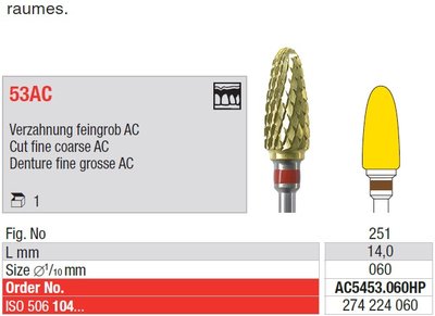 Edenta 53AC - tvrdokovová fréza na akryláty - 1 ks