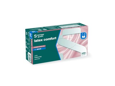 Sempercare Latex comfort, vyšetřovací rukavice nepudrované, 100 ks