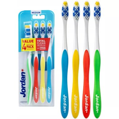 JORDAN Szczoteczka do zębów Total Clean Medium 4-pak