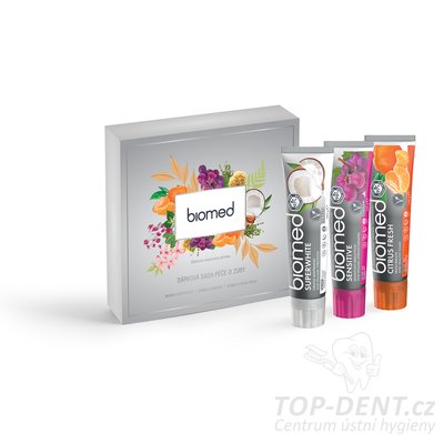 Biomed dámská dárková sada zubních past (Superwhite, Citrus Fresh, Sensitive), 3ks