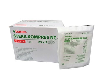 STERIL kompres NT 10 x 10 cm, 4 vrstvy, sterilní – 25 x 5 ks