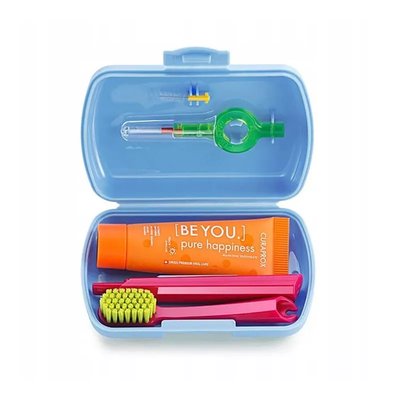CURAPROX zestaw TRAVEL szczoteczka CS5460 + pasta BE YOU + szczoteczki miedzyzębowe Prime CPS NIEBIESKI