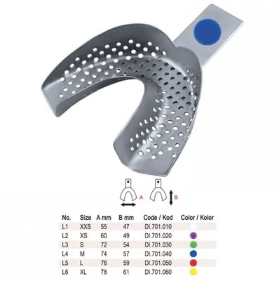 ID-Color Impression tray regular perforated without rim lower fig. 3, size S red
