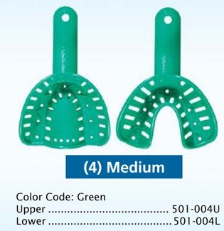 ŁYŻKI WYCISKOWE DURALOCK ZIELONE góra 501-004U 1 szt rozmiar " M" łyżki ortodontyczne plastikowe