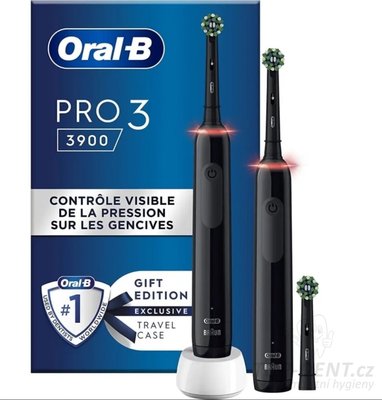 Oral-B PRO 3 3900N Cross Action Black DUO elektrický kartáček + extra hlavice