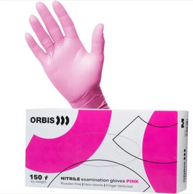 ORBIS Nitrilové jednorázové rukavice růžové vel.L 150 ks