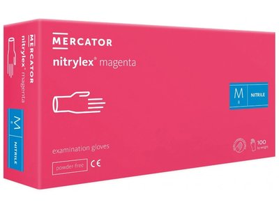 Vyšetřovací rukavice NITRYLEX MAGENTA růžové, 100ks - Velikost: S