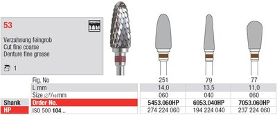 Edenta Lab 53 - TC nástroje, Cut fine coarse - 1 ks
