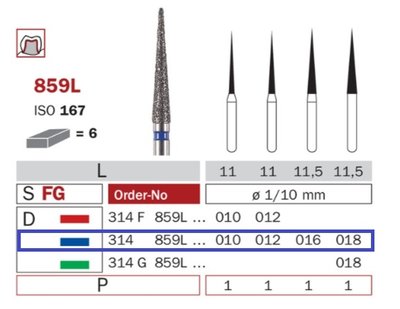 Diaswiss 859L modrá, 6ks/balení - 010 mm