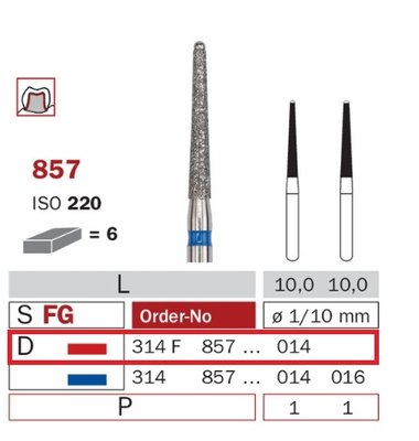 Diaswiss 857 červená, 6ks/balení - 014 mm