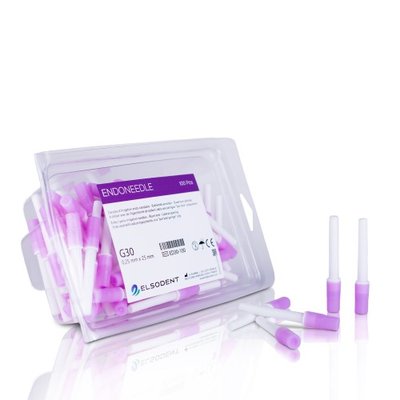 ENDOJEHLY, Kanyly pro výplach kořenových kanálků, laterální otvor a tupá špička 30 (0,25 mm), fialová sada, 100 ks