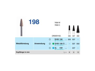 Sintrovaný diamant - kónus zakulacený, SL198, průměr 3,7mm, normal - DOPRODEJ POSLEDNÍCH KUSŮ