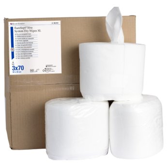 HS-EuroSept Xtra Dezinfekční ubrousky suché 30 x 30 cm, doplňkové balení 3 role x 70 ks