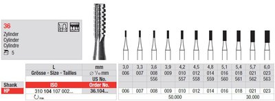 Edenta Lab 36 - oceľové nástroje, Cylinder - 5 ks