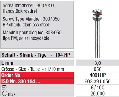 Edenta Lab Disc mandrely - 6 ks