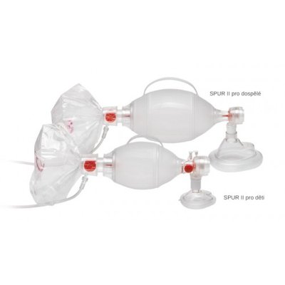 Resuscitátor jednorázový SPUR II pro dospělé s pac.vent., rezervoárem a maskou č. 5