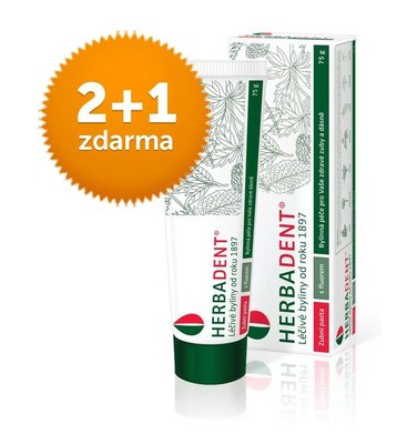 Herbadent bylinná zubní pasta 75 g 2+1 ZDARMA