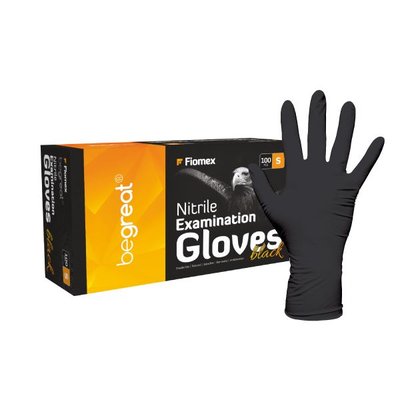 Rukavice BeGreat Nitril nepudrované černé, 5,5g, L, 100ks