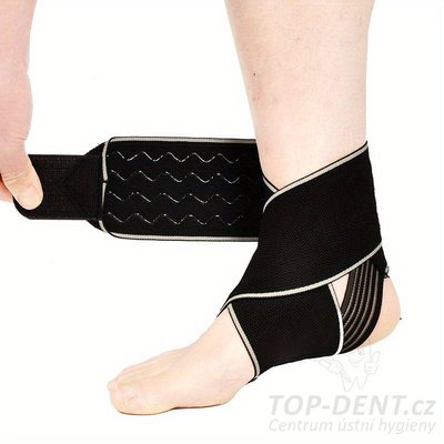 Stahovací bandáž protiskluzová na kotník (černá), 1 ks