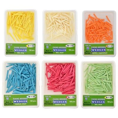 Klínky dřevěné, 100 ks - Oranžové - super tenké, super krátké