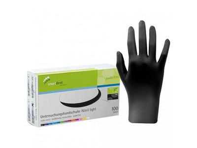 Smart nitrilové vyšetřovací rukavice light, černé, 100ks, bez pudru - Velikost: M