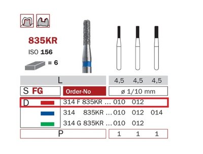 Diaswiss 835KR červená, 6ks/balení - 010 mm