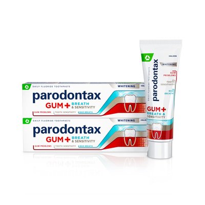 Parodontax Dásně + Dech & Citlivé zuby bělicí zubní pasta 2x75 ml