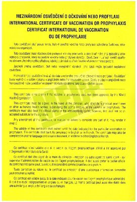 Mezinárodní očkovací průkaz žlutý, 10 listů
