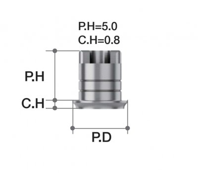 MEGAGEN ZrGEN Abutment [CM] o6.5/ C=0.8/ P=5/ Wide/ Non-octa