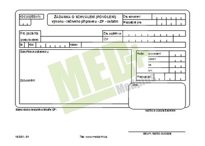 Žádanka o schválení výkonu – volné listy 80, 100 ks v balení