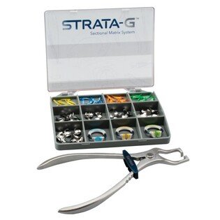 Strata-G Sectional Matrix System Standard Kit with Firm Bands (3 pierścienie, 50 formówek, 40 klinów, kleszcze)