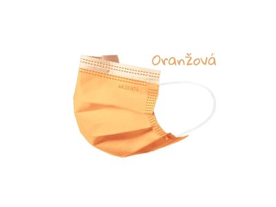 TOP MASK ULTRASAFE lékařské ústenky na gumičku, typ IIR, třívrstvé, oranžové, 50ks