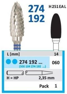 HORICO tvrdokovová fréza - vajíčko 6,0 mm