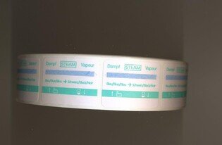 Etykiety ze wskaźnikiem parowym 25x31 Sterigat - taśma do metkownicy 750szt/tolka dwustronnie przylepne