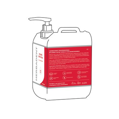 Herbadent Professional ústní výplach s pumpou (CHX 0,12%), 5 l