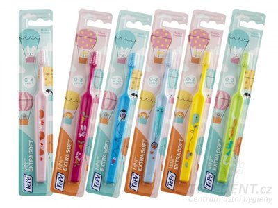 TePe Mini dětský zubní kartáček s potiskem (0-3 roky)