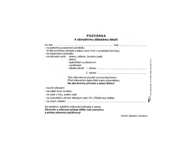 Pozvánka k dětskému lékaři - 100 ks