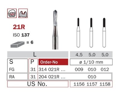 Diaswiss RA 21R, 6ks/balení - 010 mm