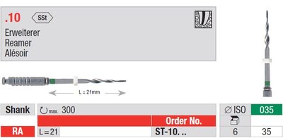 Edenta .10 - endodontický nástroj, Reamer - 6 ks