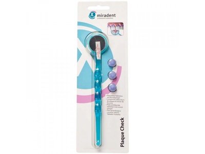 Miradent Plaque Check modré dentální zrcátko + tablety