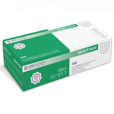 Unigloves Rukavice Select Plus latex bez pudru /XS/ 100ks bílé