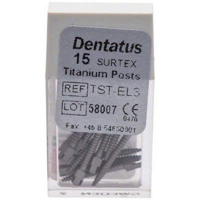 Titanové čepy Dentatus - extra dlouhé (14,2 mm), průměr 1,35 mm, 15 ks