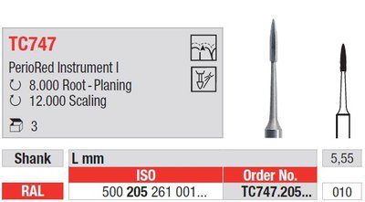 Edenta TC747 a TC747L - parodontologické karbidové nástroje - 3 ks