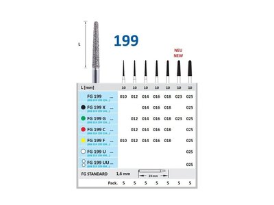 HORICO brousek diamantovaný - kónus zakulacený, FG199 - Parameter_0: normal, Parameter_1: Průměr 2,3mm (023)