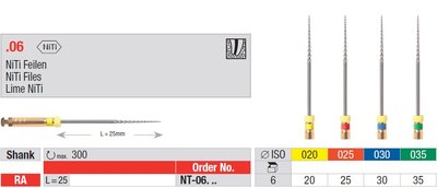 Edenta .06 - NiTi endodontické nástroje, NiTi Files - 6 ks