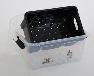 Wanienka 6 L przezroczysta z ociekaczem Bill-Dent do dezynfekcji narzędzi