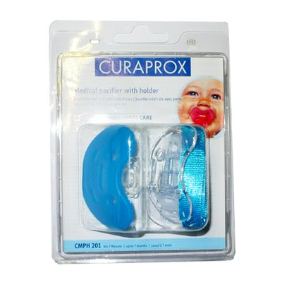 Curaprox Medicínský dudlík CMPH 201 s límcem a páskem, vel.do 7 měsíců včetně blister