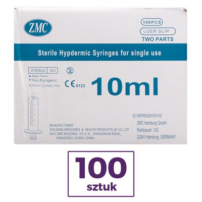 Strzykawki jednorazowe 10 ml x 100 szt. ZMC