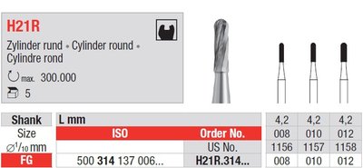 Edenta H21R - dvoj-kovové vrtáky, zaoblený valec - 5 ks