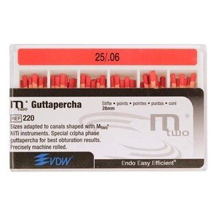 Gutta-percha M TWO 06/25 czerwona VDW 60szt/opak. 28mm